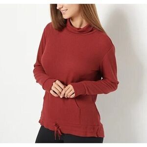 zuda Women Top Pullover ~sz 4X Waffle Turtleneck Berry Red Burgundy Plus A459201